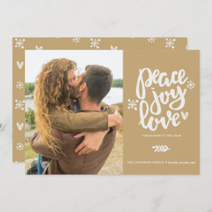Calligraphy Peace Joy Love Photo Holiday Card