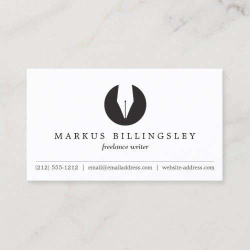 CALLIGRAPHY PEN NIB LOGO 3 for Authors or Writers Business Card