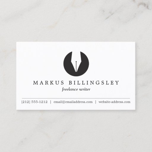 Customizable CALLIGRAPHY PEN NIB LOGO 3 for Authors or Writers Business Card