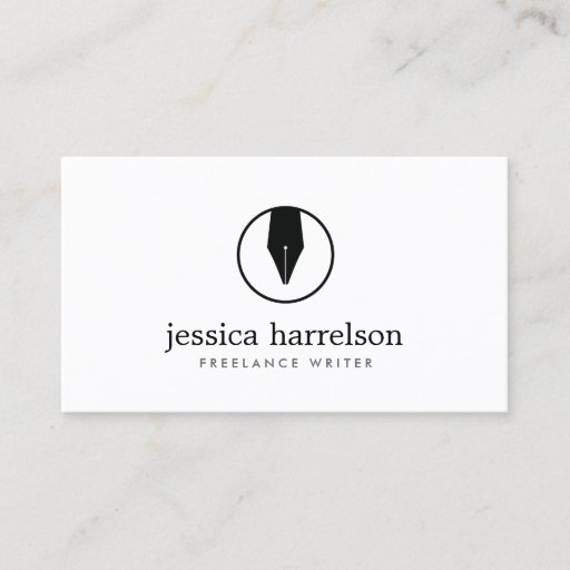 Customizable CALLIGRAPHY PEN NIB LOGO I for Authors or Writers Business Card