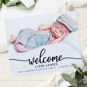 Calligraphy Photo Budget Birth Announcement Cards