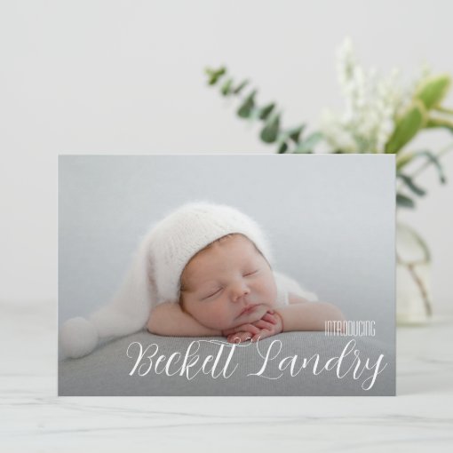 Calligraphy Photo Collage Birth Announcement Zazzle