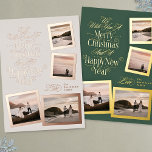 calligraphy photo collage new year merry christmas foil holiday card<br><div class="desc">Real Foil Christmas Holiday Cards - Fully Editable and Customizable
*Please contact me for any design questions</div>