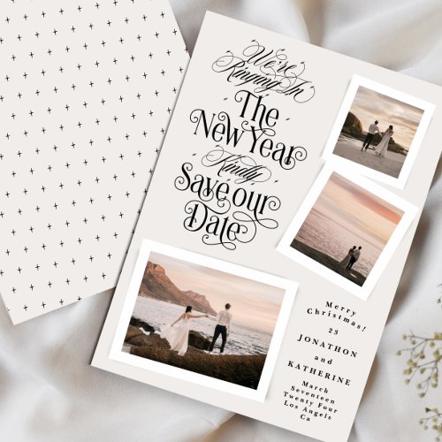 calligraphy photo collage new year merry christmas holiday card