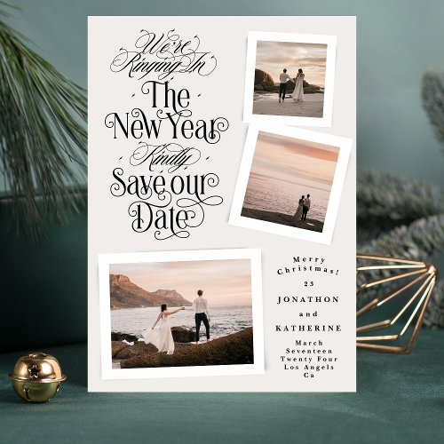 calligraphy photo collage new year merry christmas save the date
