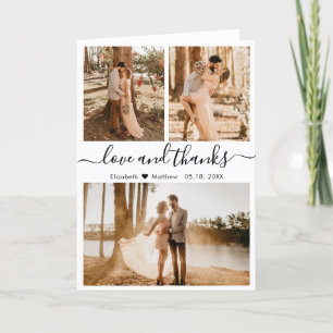 Calligraphy Photo Collage Wedding Thank You  Card