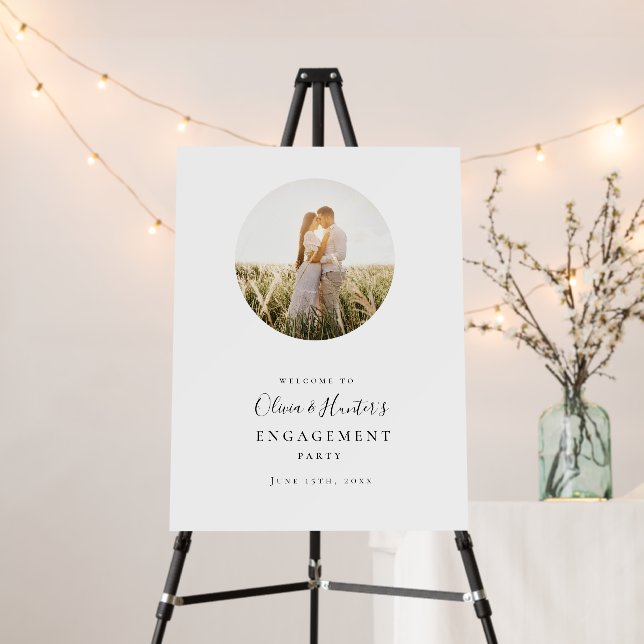 Calligraphy Photo Engagement Party Welcome Sign (In Situ (Stand))