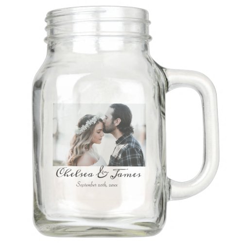 Calligraphy Photo Engagement Wedding Mason Jar