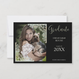 Calligraphy Photo Graduation Lace on Black