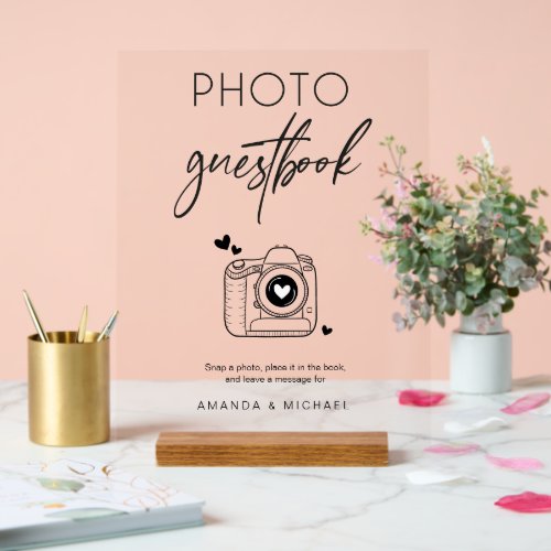 Calligraphy Photo Guest Book Camera Acrylic Sign