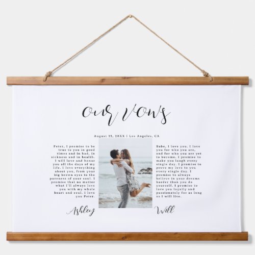 Calligraphy Photo His And Hers Wedding Vows Hanging Tapestry