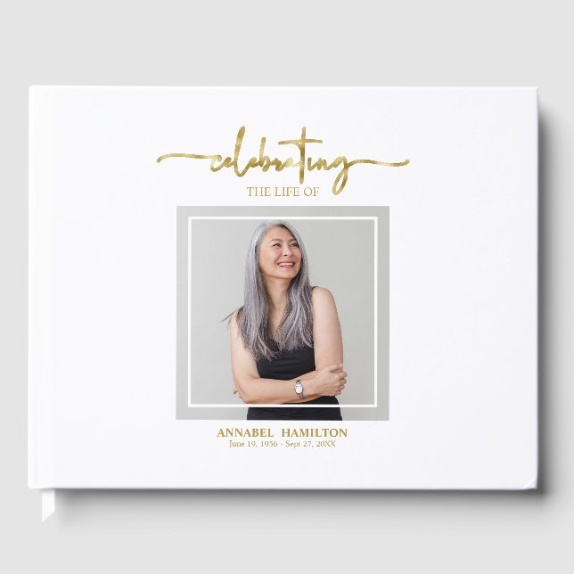 Calligraphy Photo Memorial Remembrance Guest Book (Front)