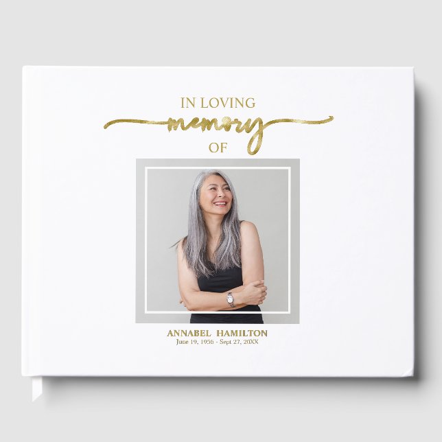 Calligraphy Photo Memorial Remembrance Guest Book (Front)