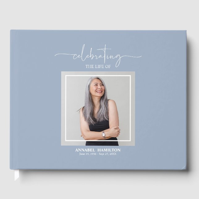 Calligraphy Photo Memorial Remembrance Guest Book (Front)