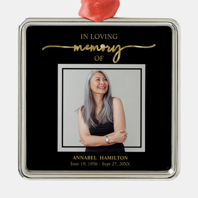 Calligraphy Photo Memorial Remembrance  Metal Orna Metal Ornament (Front)