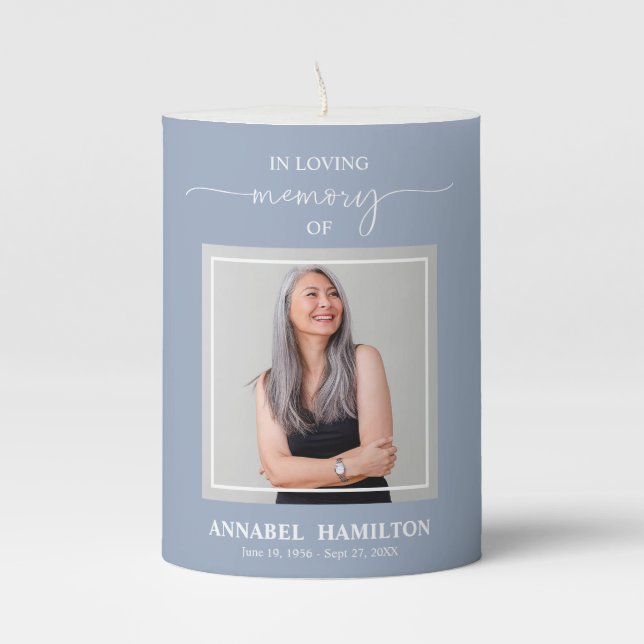 Calligraphy Photo Memorial Remembrance Pillar Cand Candle (Front)