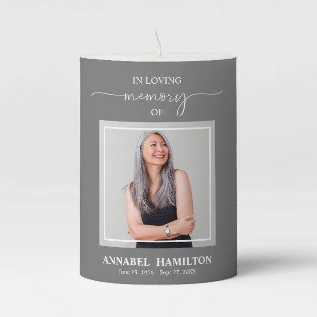 Calligraphy Photo Memorial Remembrance Pillar Cand Candle (Front)