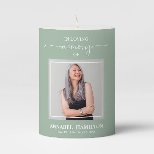 Calligraphy Photo Memorial Remembrance Pillar Candle