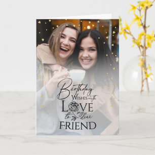 Calligraphy Photo Minimalist Friend Birthday  Card