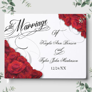 Calligraphy Photo Red Roses Wedding Guest Book