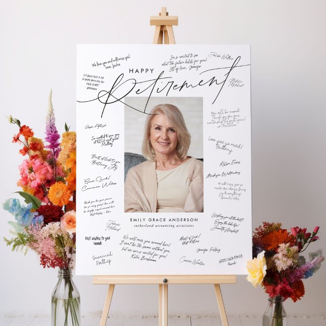 Calligraphy Photo Retirement Party Guest Signature Foam Board (Creator Uploaded)
