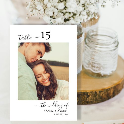 Calligraphy Photo Wedding Double Sided Table Number
