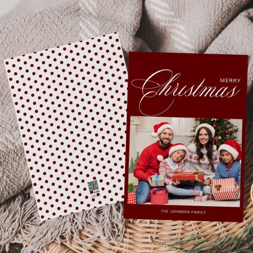Calligraphy Photo White Merry Christmas  Holiday Card