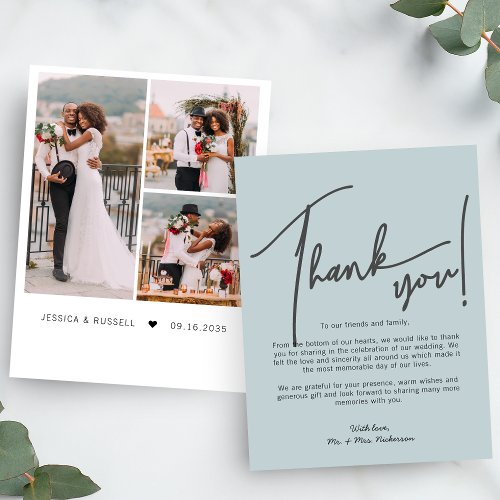 Calligraphy Photos Wedding Thank You Card