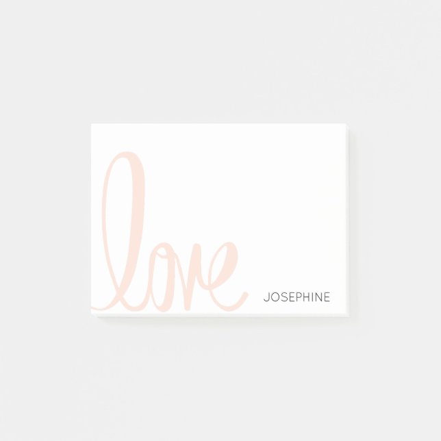 Calligraphy Pink Love Personalized Girly Name Post-it Notes (Front)