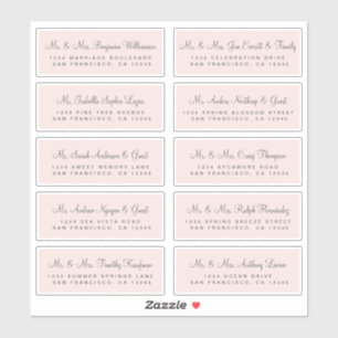 Calligraphy Pink Wedding Guest Address Labels