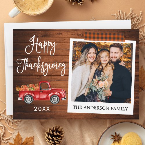 Calligraphy Plaid Craft Tape Thanksgiving Truck Holiday Card