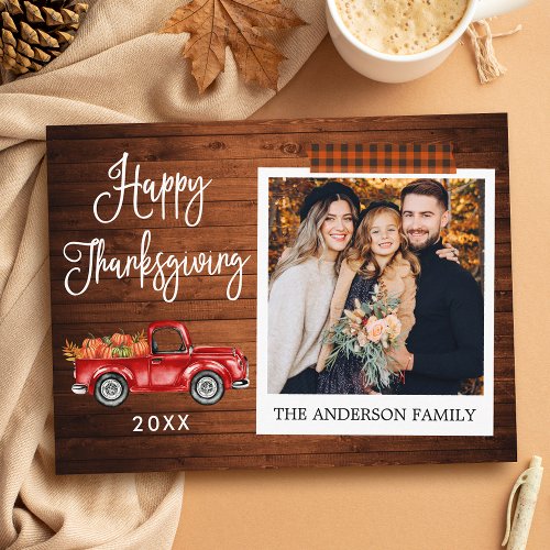 Calligraphy Plaid Craft Tape Thanksgiving Truck Postcard