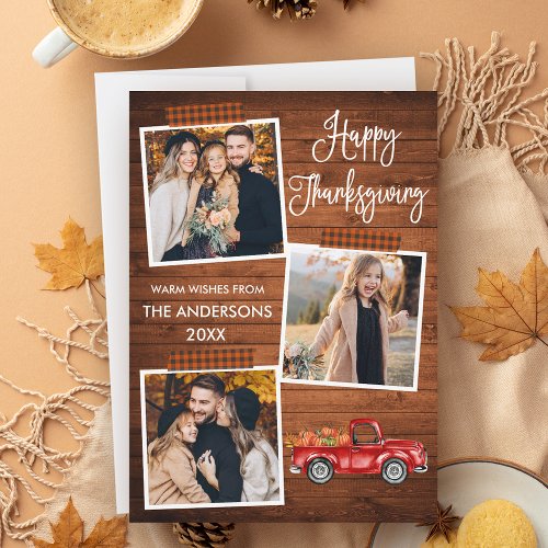 Calligraphy Plaid Craft Tape Truck Thanksgiving Holiday Card