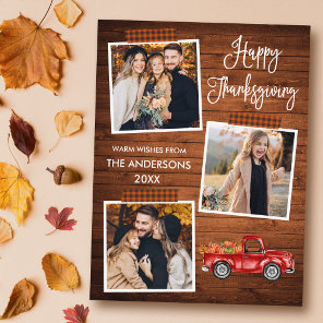 Calligraphy Plaid Craft Tape Truck Thanksgiving Holiday Postcard