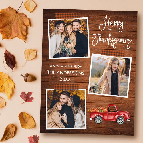 Calligraphy Plaid Craft Tape Truck Thanksgiving Holiday Postcard