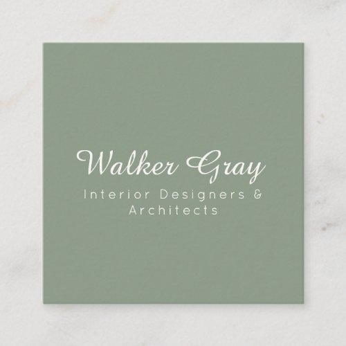 Calligraphy Professional Earthy Sage Cream Square Business Card