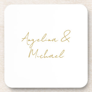 Calligraphy Professional Elegant Gold Color Beverage Coaster