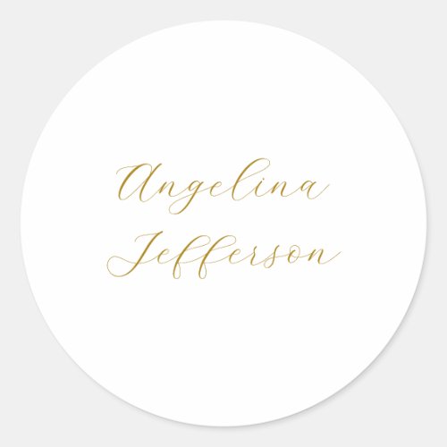Calligraphy Professional Elegant Gold Color Classic Round Sticker