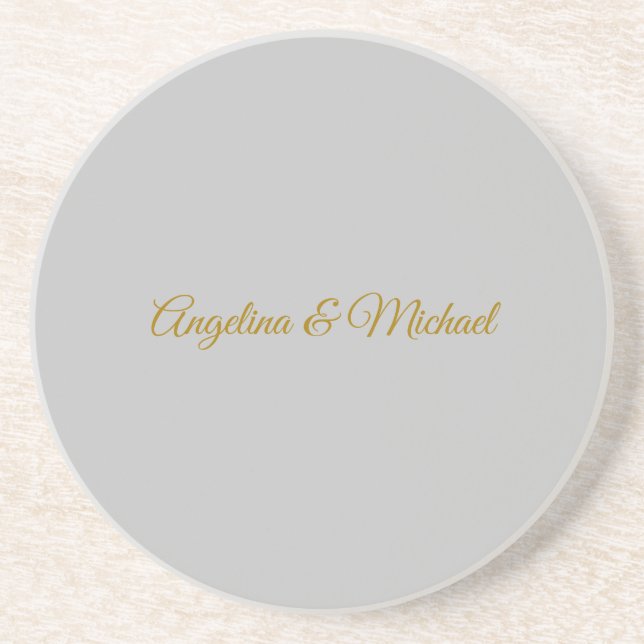 Calligraphy Professional Elegant Gold Color Coaster (Front)