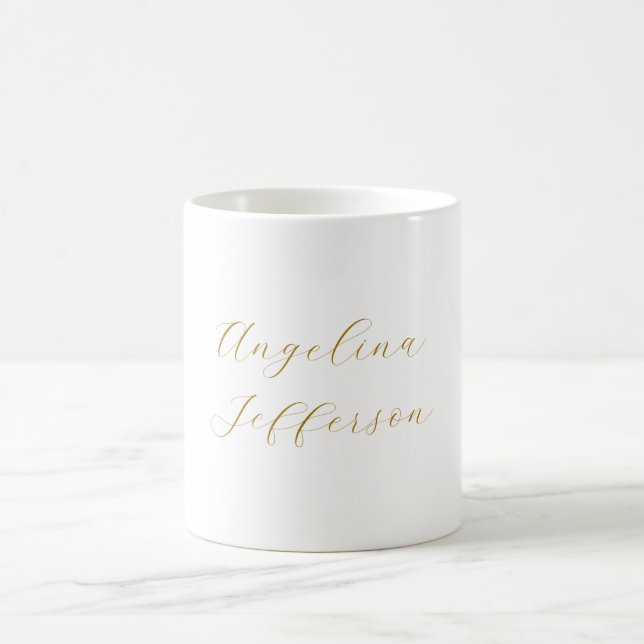 Calligraphy Professional Elegant Gold Color Coffee Mug (Center)