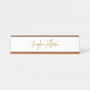 Calligraphy Professional Elegant Gold Color Desk Name Plate