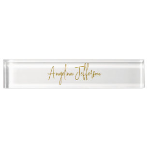 Calligraphy Professional Elegant Gold Color Desk Name Plate