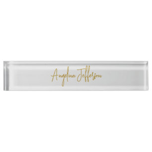Calligraphy Professional Elegant Gold Color Desk Name Plate