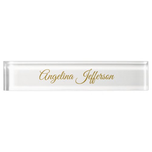 Calligraphy Professional Elegant Gold Color Desk Name Plate