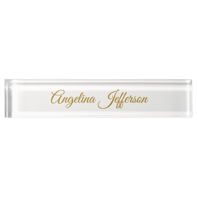 Calligraphy Professional Elegant Gold Color Desk Name Plate (Front)