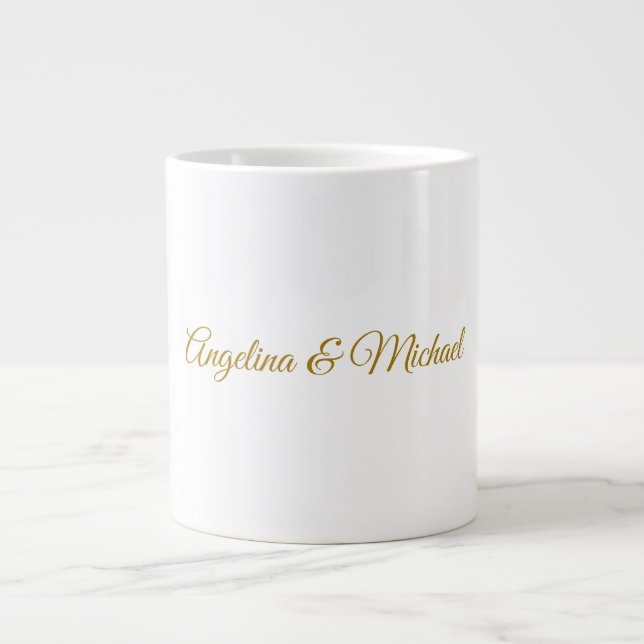 Calligraphy Professional Elegant Gold Color Giant Coffee Mug (Front)