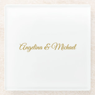 Calligraphy Professional Elegant Gold Color Glass Coaster