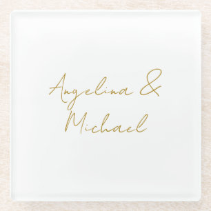 Calligraphy Professional Elegant Gold Color Glass Coaster