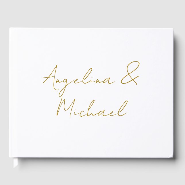 Calligraphy Professional Elegant Gold Color Guest Book (Front)