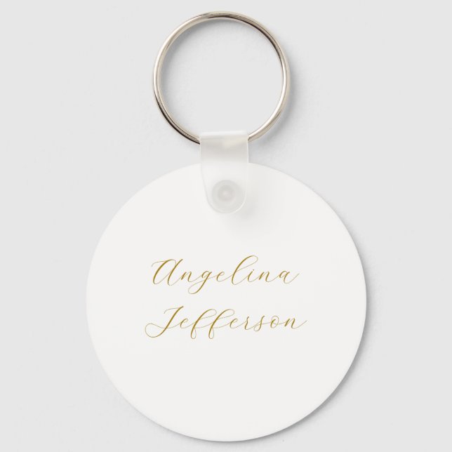 Calligraphy Professional Elegant Gold Color Keychain (Front)